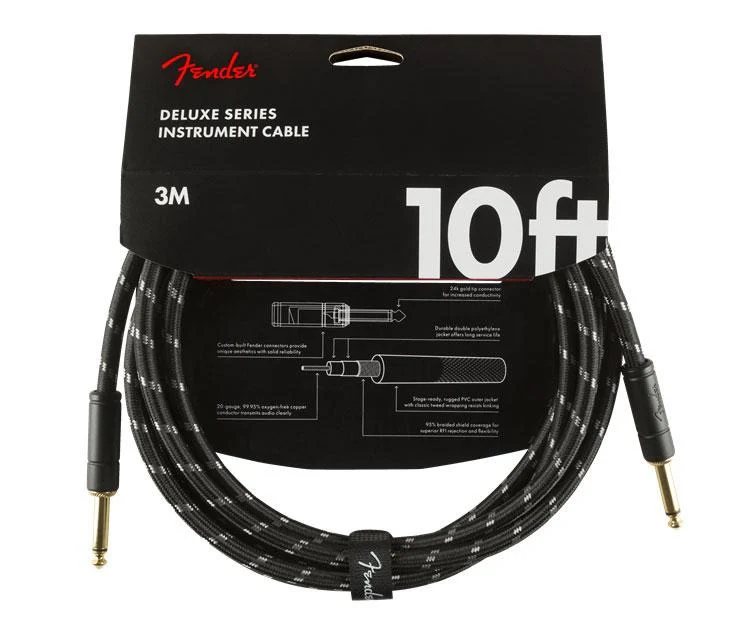 Fender Deluxe Series 10' Instrument Cable Black Tweed