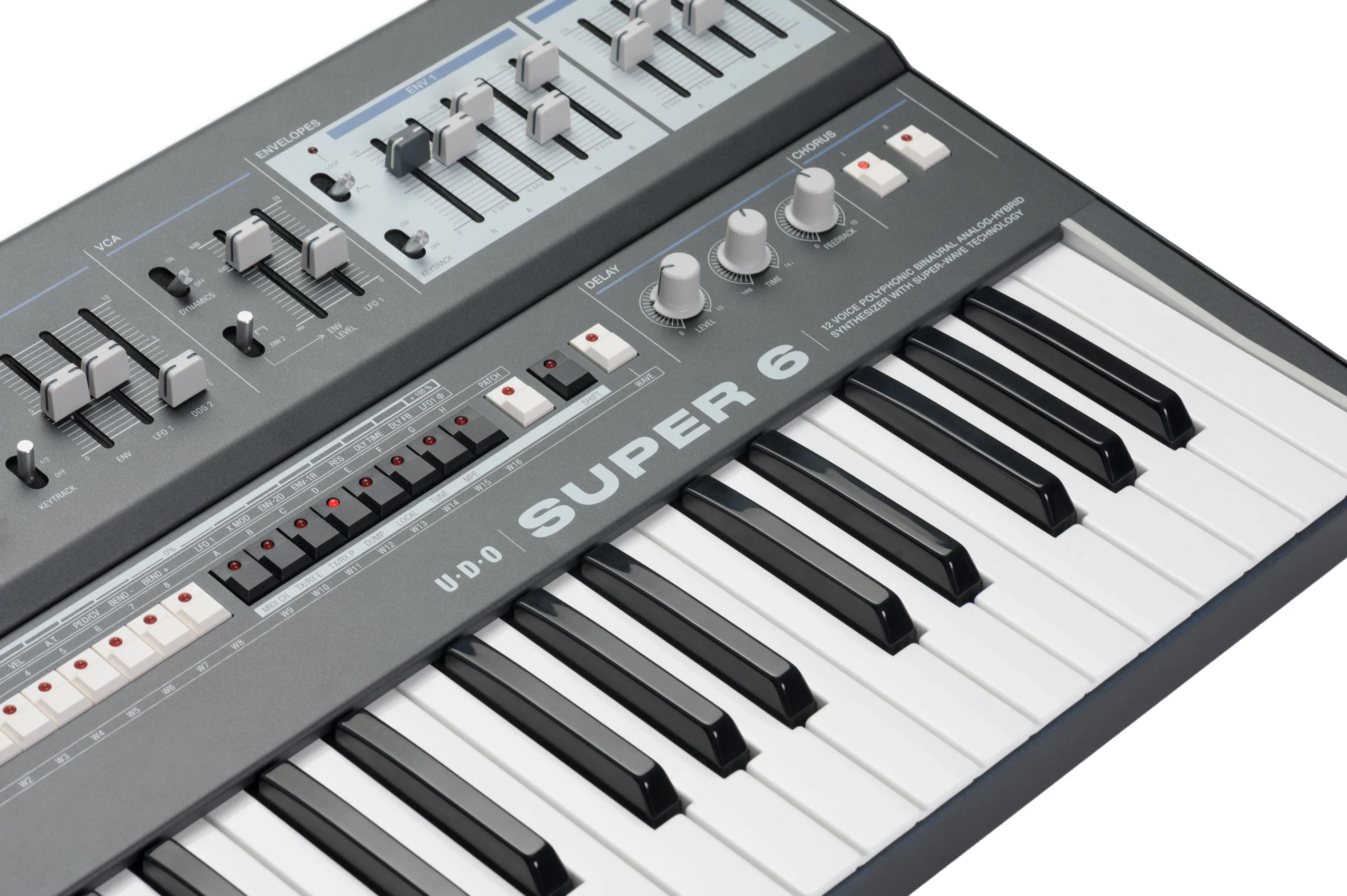 UDO Super 6 12 Voice Polyphonic Stereo-Analogue Hybrid Synthesizer - Grey - Image 7