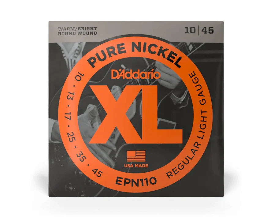 D'Addario EPN110 Pure Nickel Electric Guitar Strings, Regular Light, 10-45