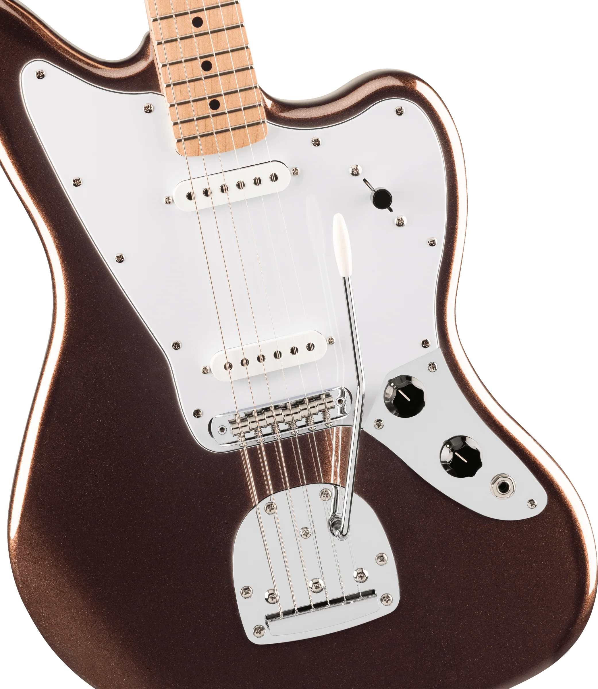 Fender Squier Affinity Series Jaguar, Maple Fingerboard, White Pickguard, Mystic Metallic Brown - Image 6
