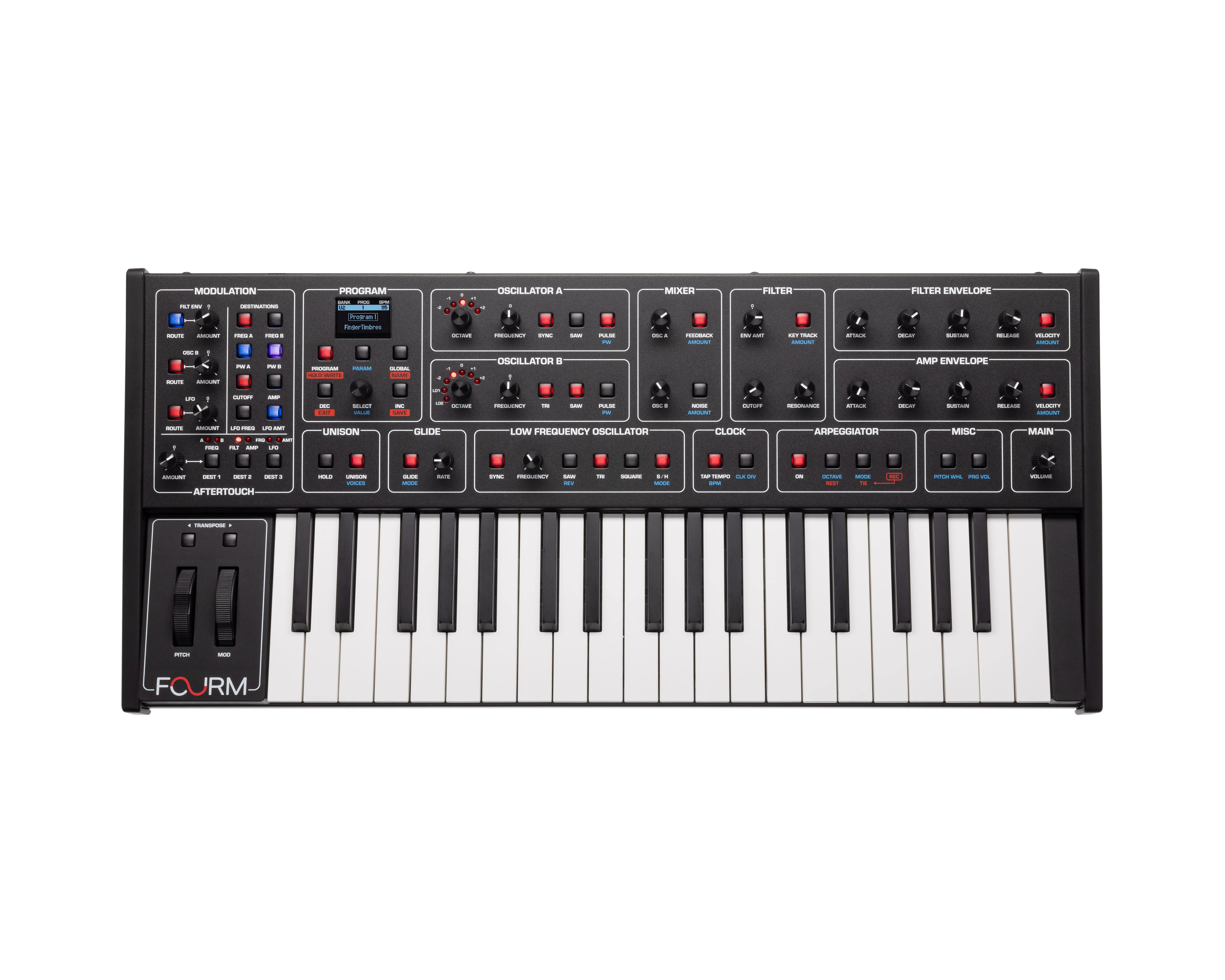 Sequential Fourm 4-Voice Analog Synthesiser With Polyphonic Aftertouch