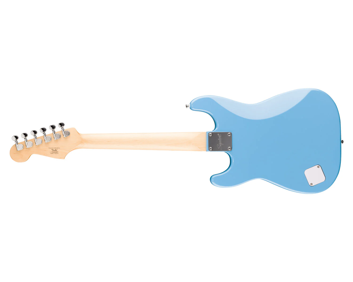 Fender Squier Mini Stratocaster, Maple Fingerboard, White Pickguard, California Blue - Image 3