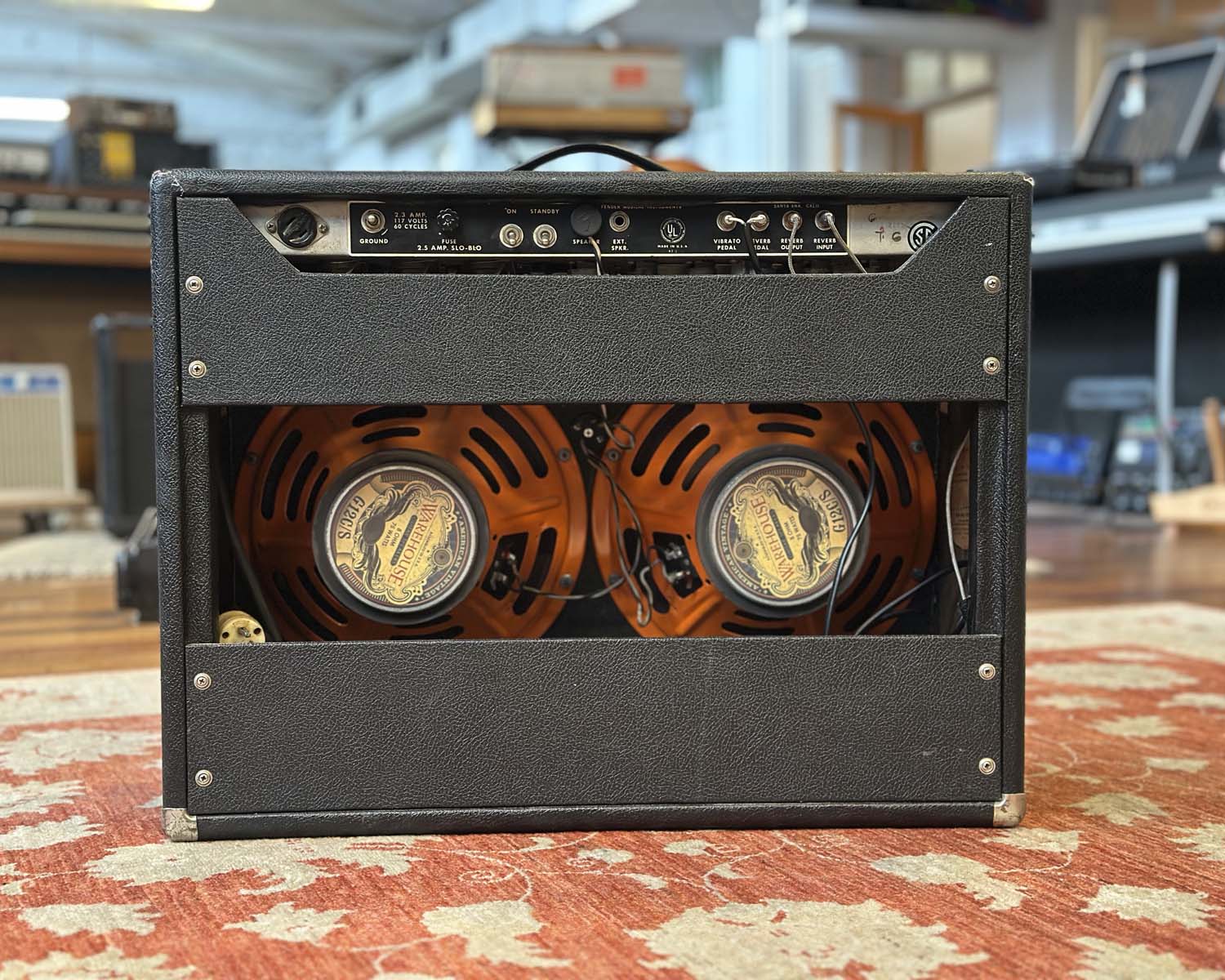 1969 Drip Edge Fender Twin Reverb Amp Modified with Blackface Panel - Image 3