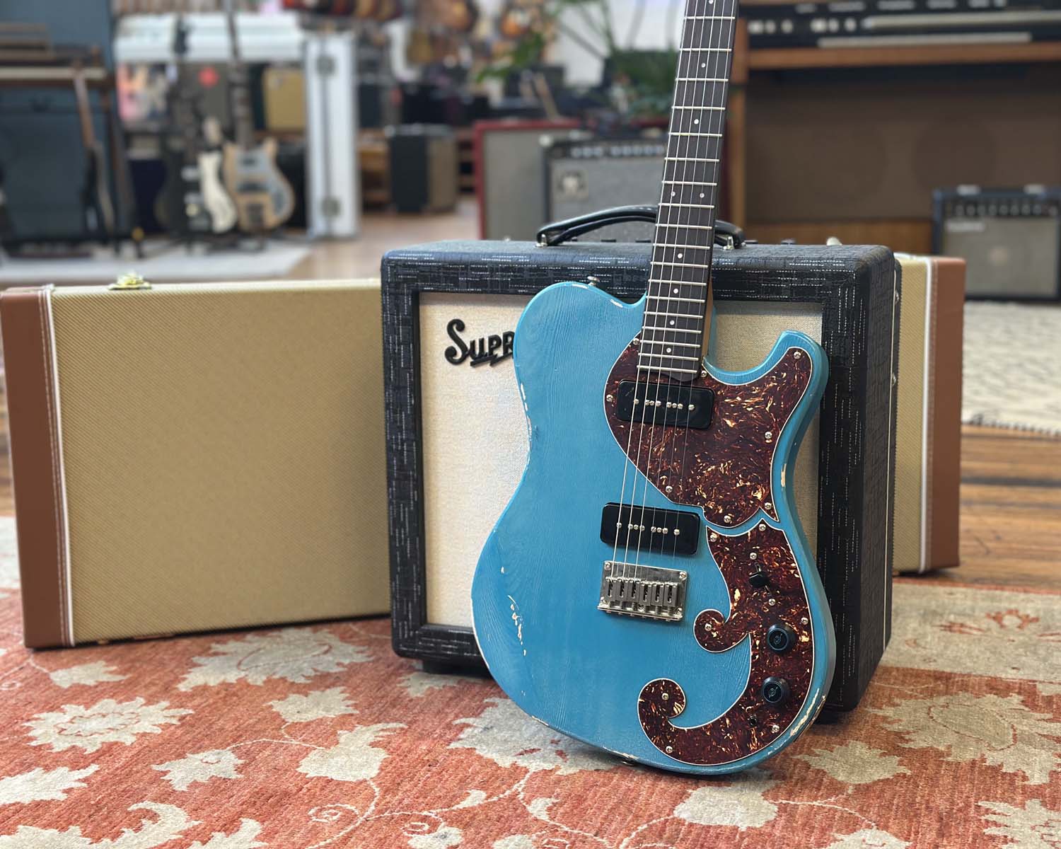 Solace Southern Deluxe - Torea Blue Satin w/ Mr Glyn P90s - Handmade in New Zealand - Image 18
